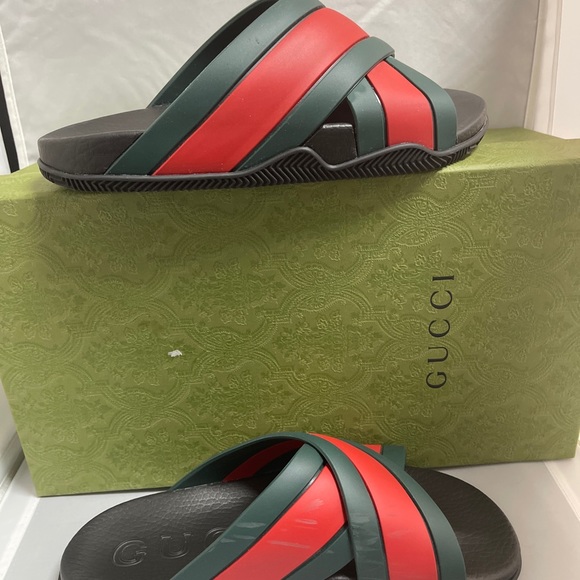 Excellent condition Gucci Mens Slipon 8 (38) Green/Red - Picture 2 of 14